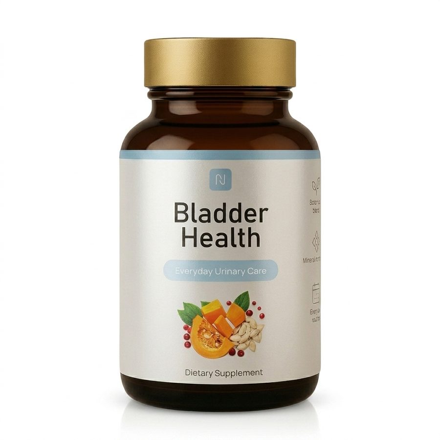 Bladder Health – Braunglasdose mit goldenem Deckel