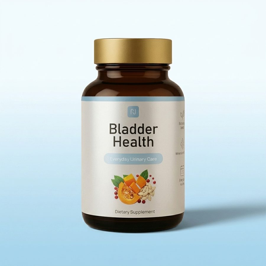 Bladder Health – Braunglasdose mit goldenem Deckel