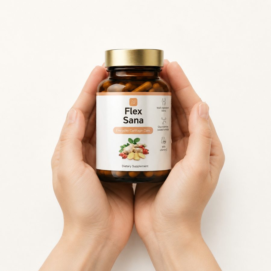 Flex Sana – Braunglasdose mit goldenem Deckel