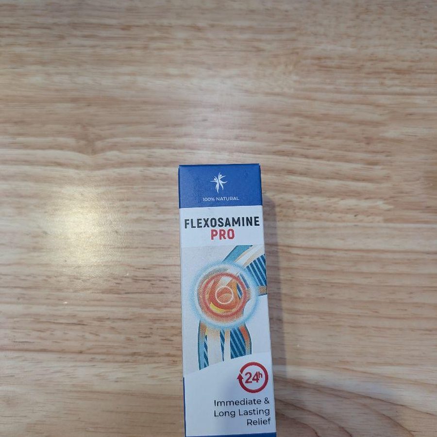 Flexosamine PRO – blaue Faltschachtel und Pumpflasche