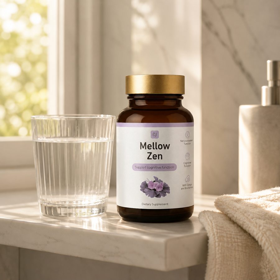 Mellow Zen – Braunglasdose mit goldenem Deckel