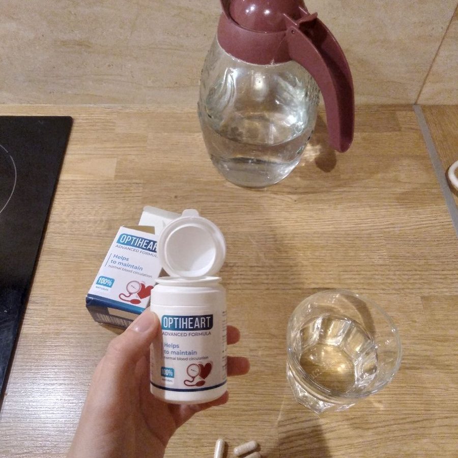 Optiheart – weiße Dose mit Schachtel und Beilage