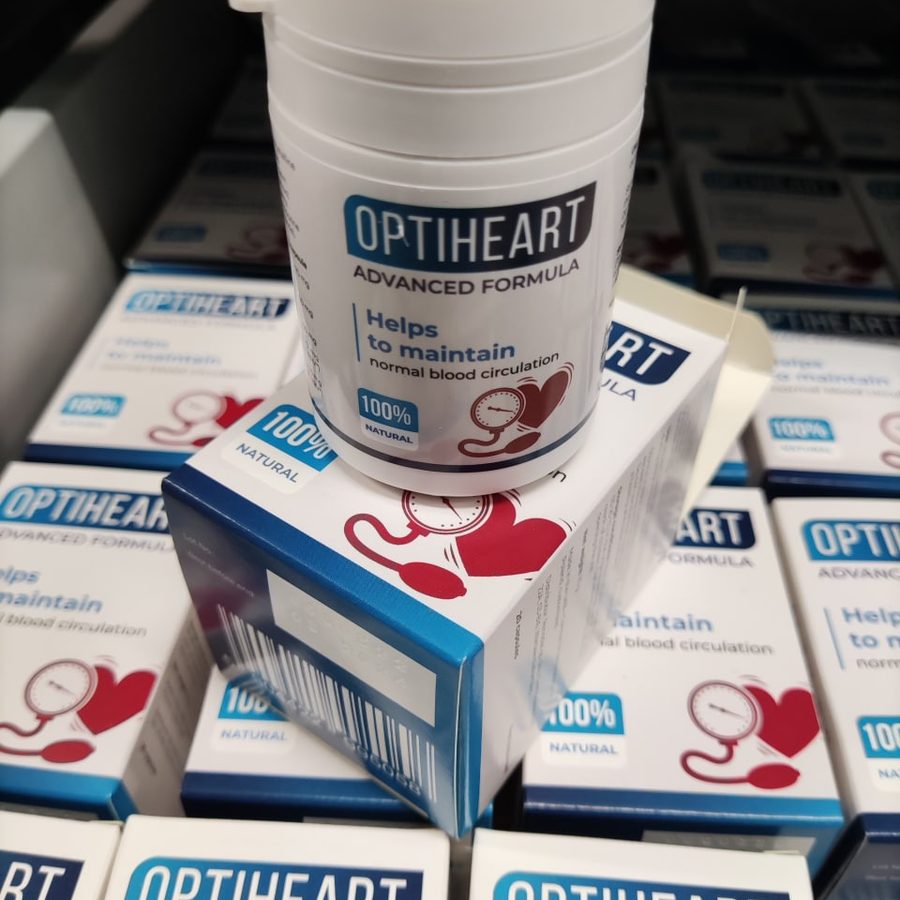 Optiheart – weiße Dose mit Schachtel und Beilage