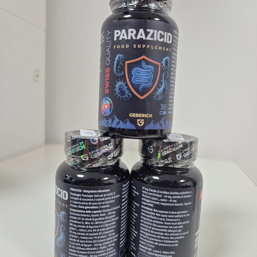 Parazicid – Kapseldose mit italienischem Etikett